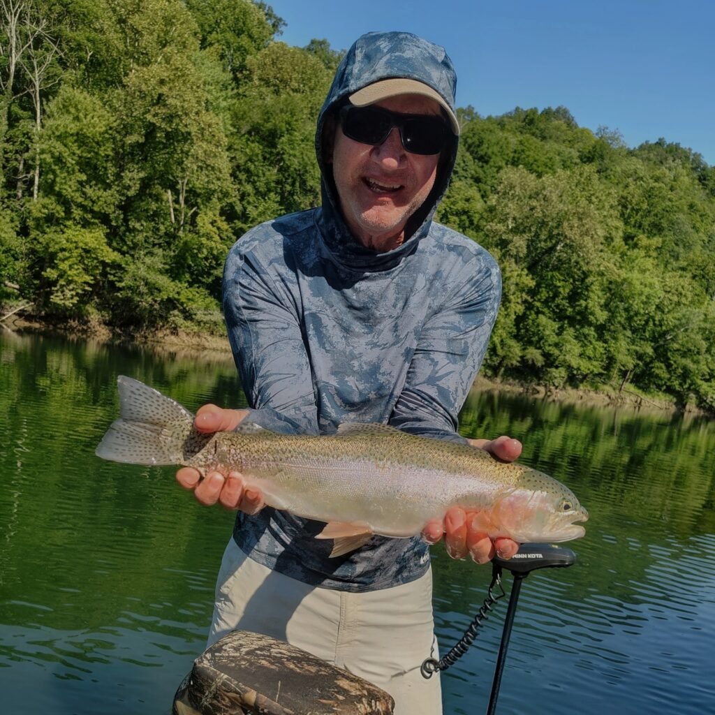 A great Cumberland River Rainbow caught on a Streamer