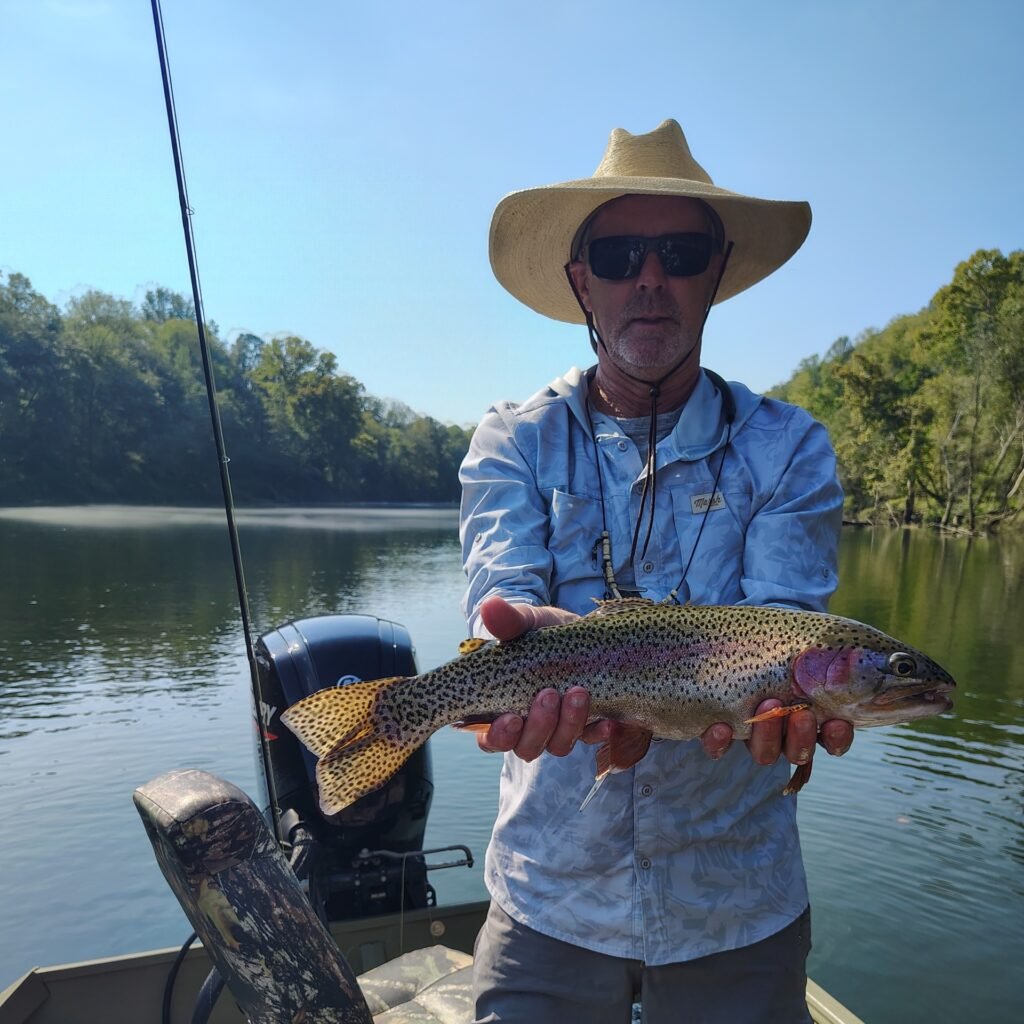 A great Rainbow Trout caught bar drifting the Cumberland River